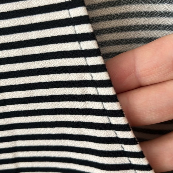 Adrianna Panell top in black and tan strip with balloon sleeves. - Picture 3 of 5